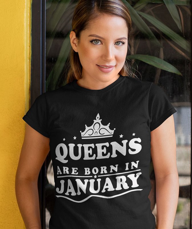 QUEENs ARE BORN in JANUARY Black Wondeful T Shirt Sri Lanka Home Page